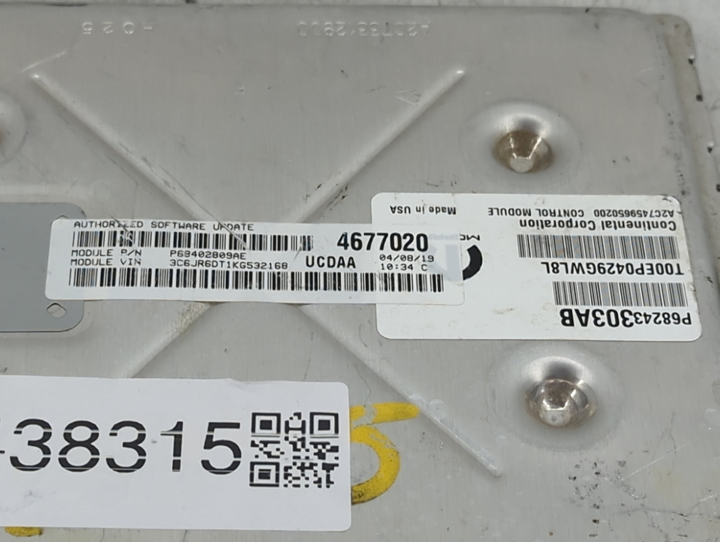 2016-2020 Ram 1500 PCM Engine Control Computer ECU ECM PCU OEM Fits OEM Used Auto Parts - Oemusedautoparts1.com