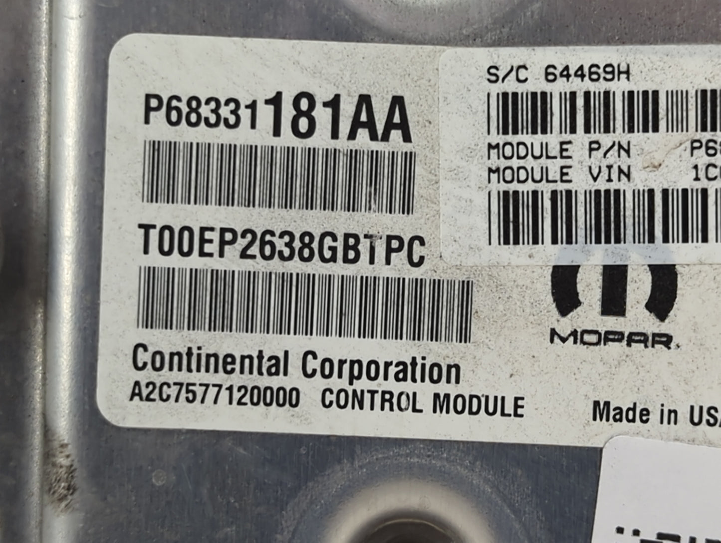 2019 Ram 1500 PCM Engine Control Computer ECU ECM PCU OEM P/N:P68331181AA P68378745AK, T00EP2638GBTPC, A2C7577120000 Fits OE