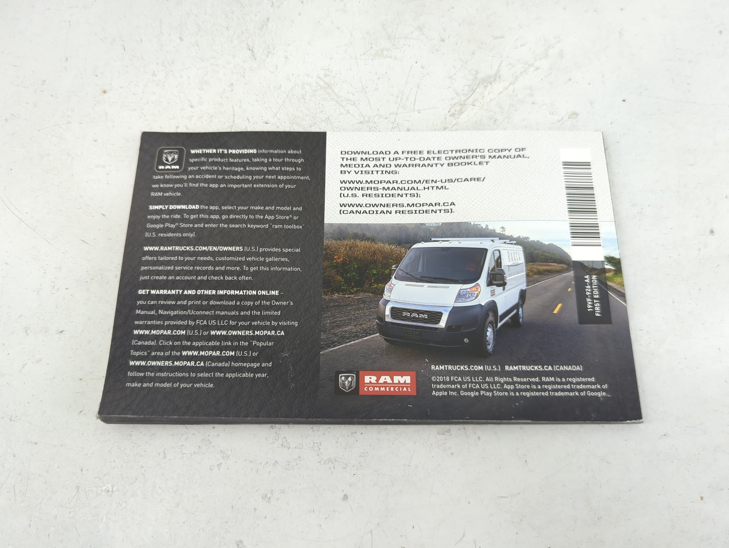 2019 Ram Promaster Owners Manual Book Guide P/N:19VF-926-AA OEM Used Auto Parts - Oemusedautoparts1.com