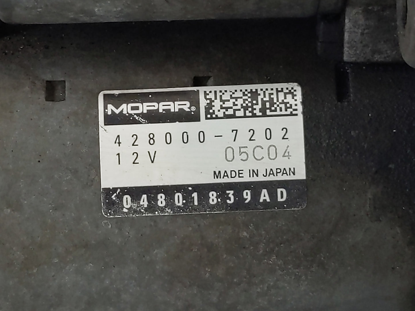 2014-2021 Ram Promaster 1500 Car Starter Motor Solenoid OEM P/N:04801839AD 428000-7202 Fits OEM Used Auto Parts - Oemusedaut