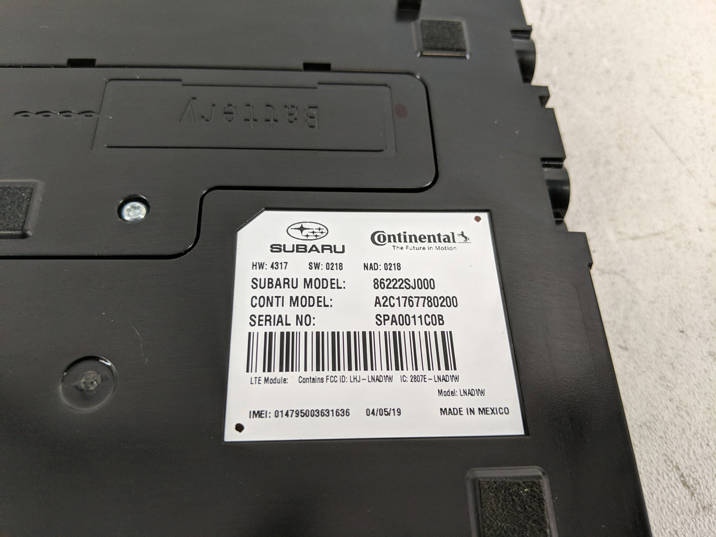 2019 Subaru Forester Telematics Control Module 86222 Sj000 - Oemusedautoparts1.com