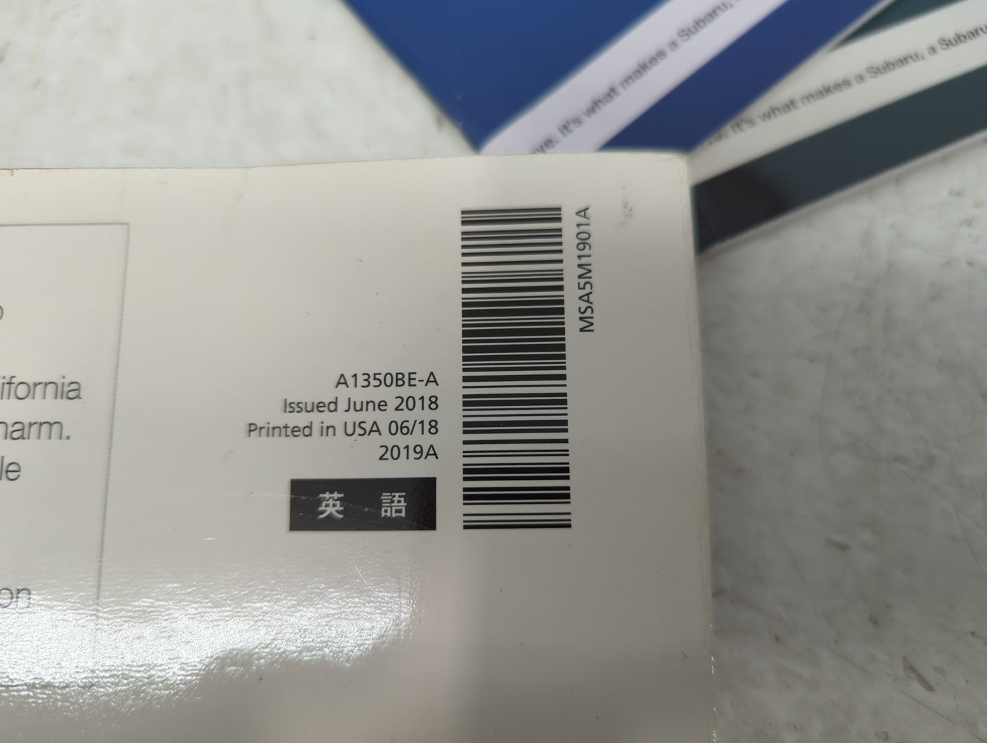 2019 Subaru Impreza Owners Manual Book Guide P/N:A1350BE-A OEM Used Auto Parts - Oemusedautoparts1.com