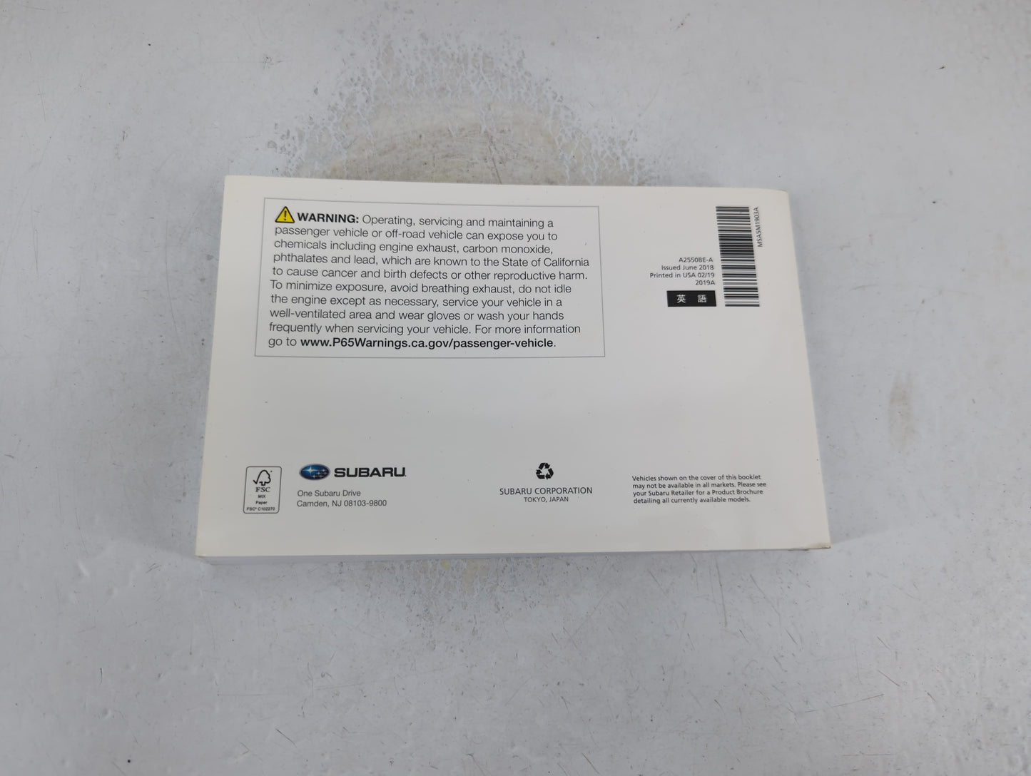 2019 Subaru Legacy Owners Manual Book Guide P/N:A2550BE-A OEM Used Auto Parts - Oemusedautoparts1.com