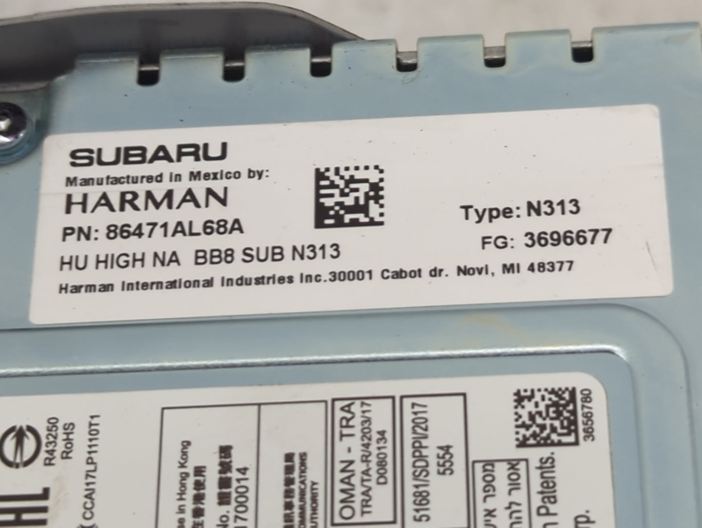 2019 Subaru Legacy Radio AM FM Cd Player Receiver Replacement P/N:86471AL68A N313 Fits OEM Used Auto Parts - Oemusedautopart