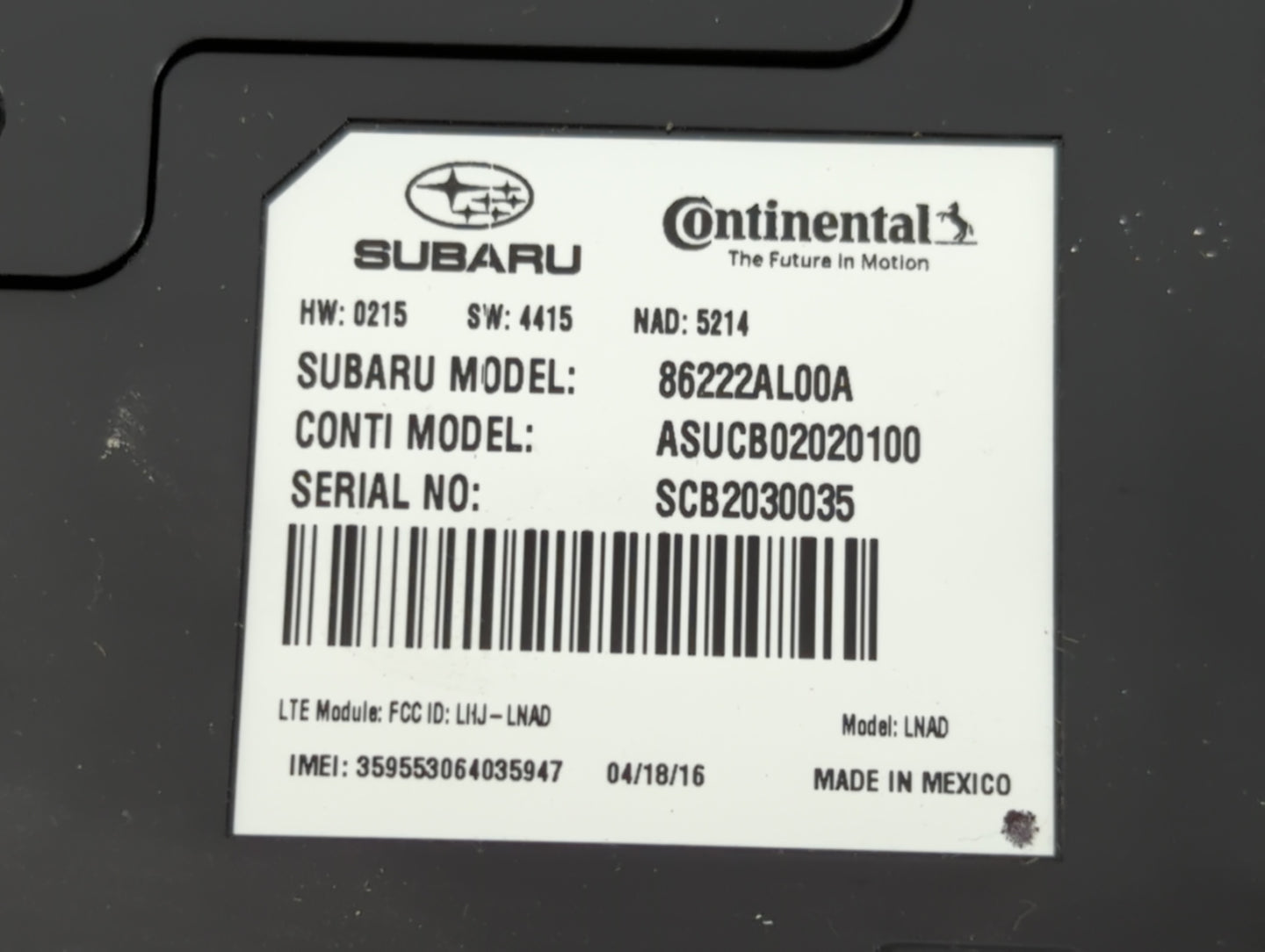 2019 Subaru Legacy Radio AM FM Cd Player Receiver Replacement P/N:86222AL00A Fits OEM Used Auto Parts - Oemusedautoparts1.co