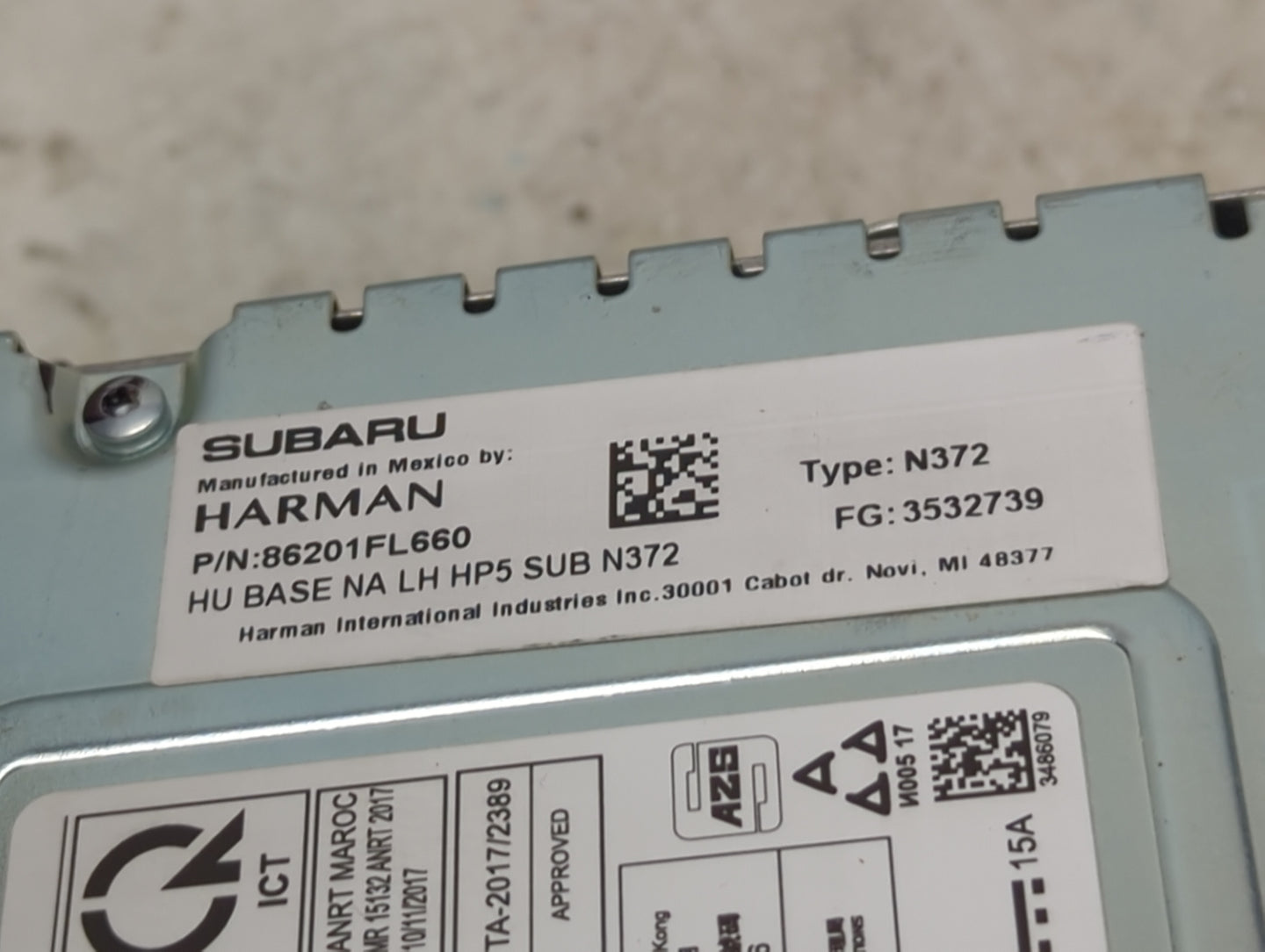 2019 Subaru Xv Radio AM FM Cd Player Receiver Replacement P/N:86201FL660 Fits OEM Used Auto Parts - Oemusedautoparts1.com