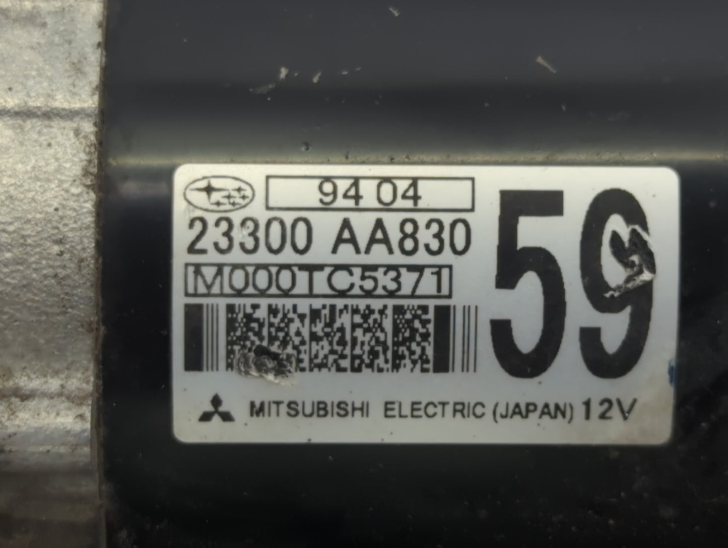 2019 Subaru Xv Car Starter Motor Solenoid OEM P/N:M000TC5371 23300 AA830 Fits OEM Used Auto Parts - Oemusedautoparts1.com