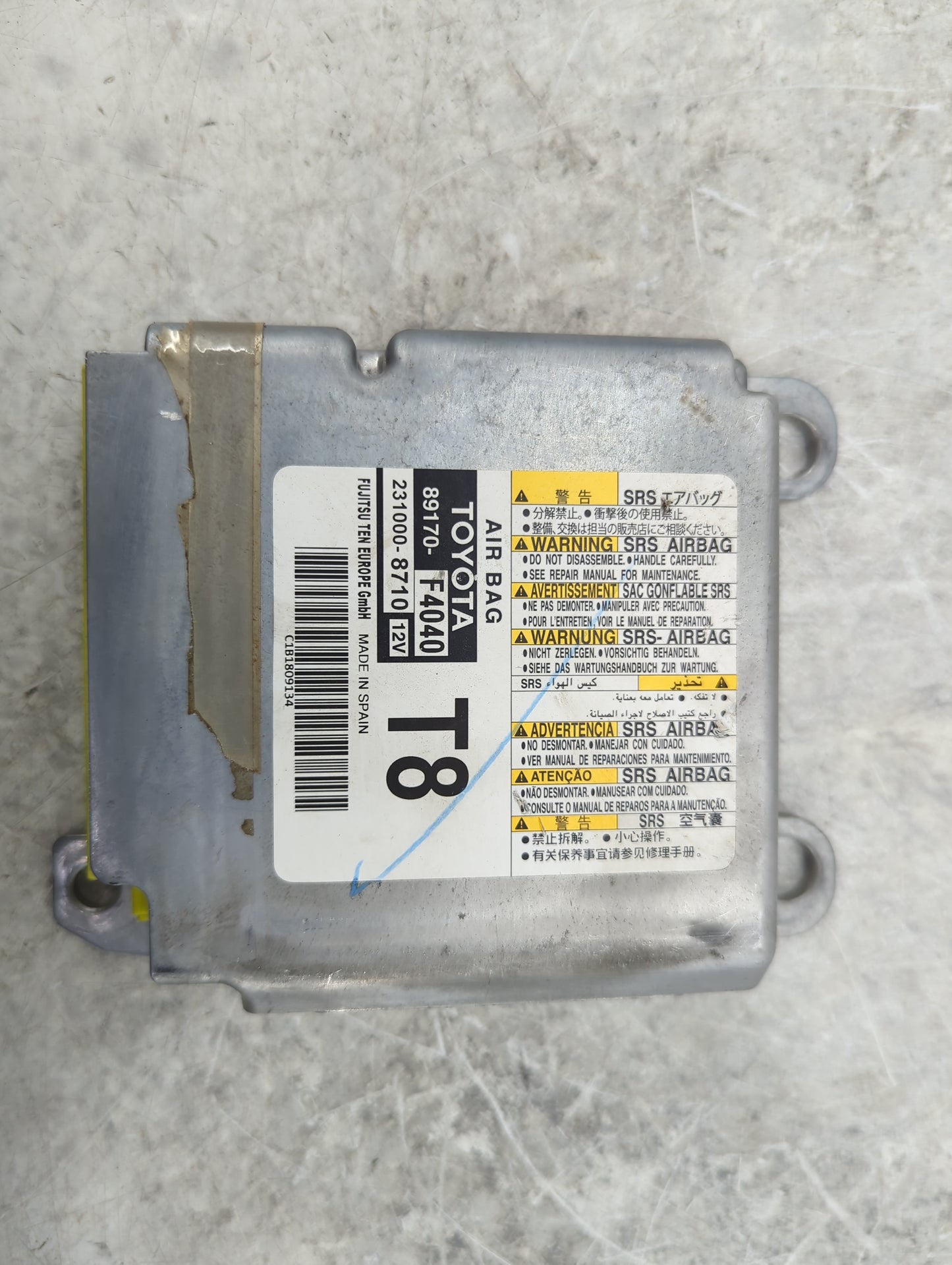 2019 Toyota C-hr Safety Restraint Srs Airbag Control Module 89170-f4040 - Oemusedautoparts1.com