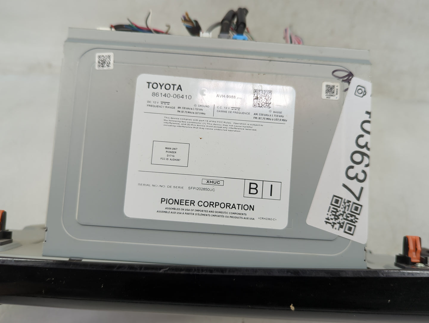 2019-2020 Toyota Camry Radio AM FM Cd Player Receiver Replacement P/N:86140-06410 Fits Fits 2019 2020 OEM Used Auto Parts - 