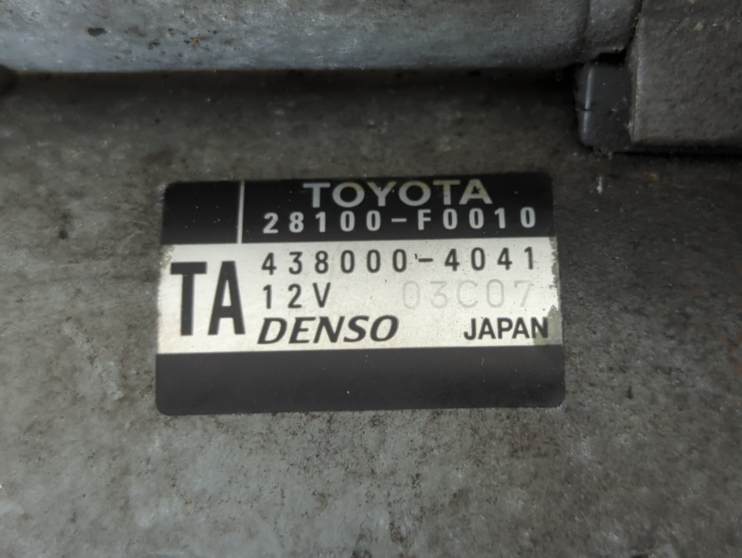 2018-2022 Toyota Camry Car Starter Motor Solenoid OEM P/N:438000-4041 28100-F0010 Fits Fits 2018 2019 2020 2021 2022 OEM Use