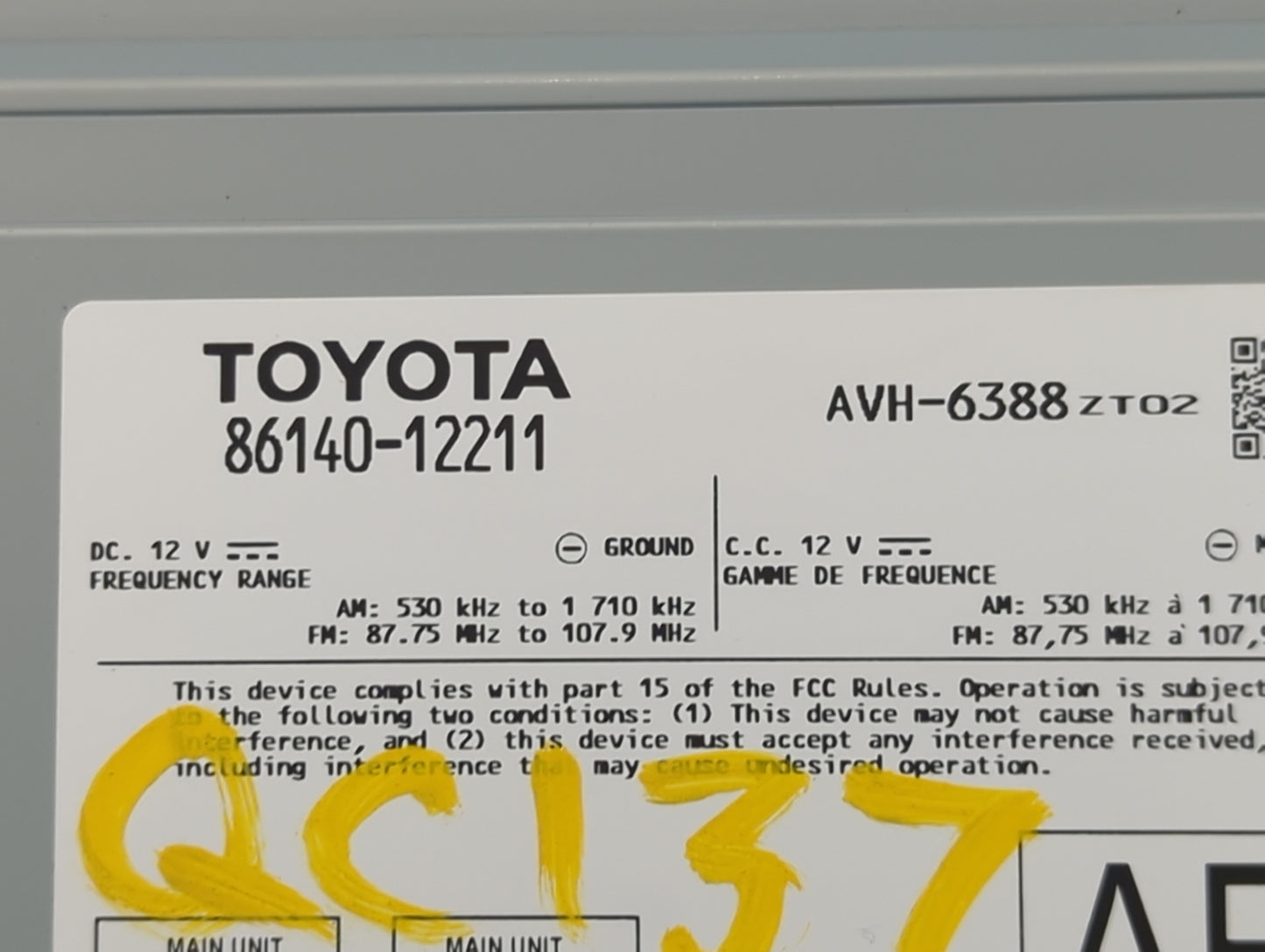 2019-2020 Toyota Corolla Radio AM FM Cd Player Receiver Replacement P/N:86140-12211 Fits Fits 2019 2020 OEM Used Auto Parts 