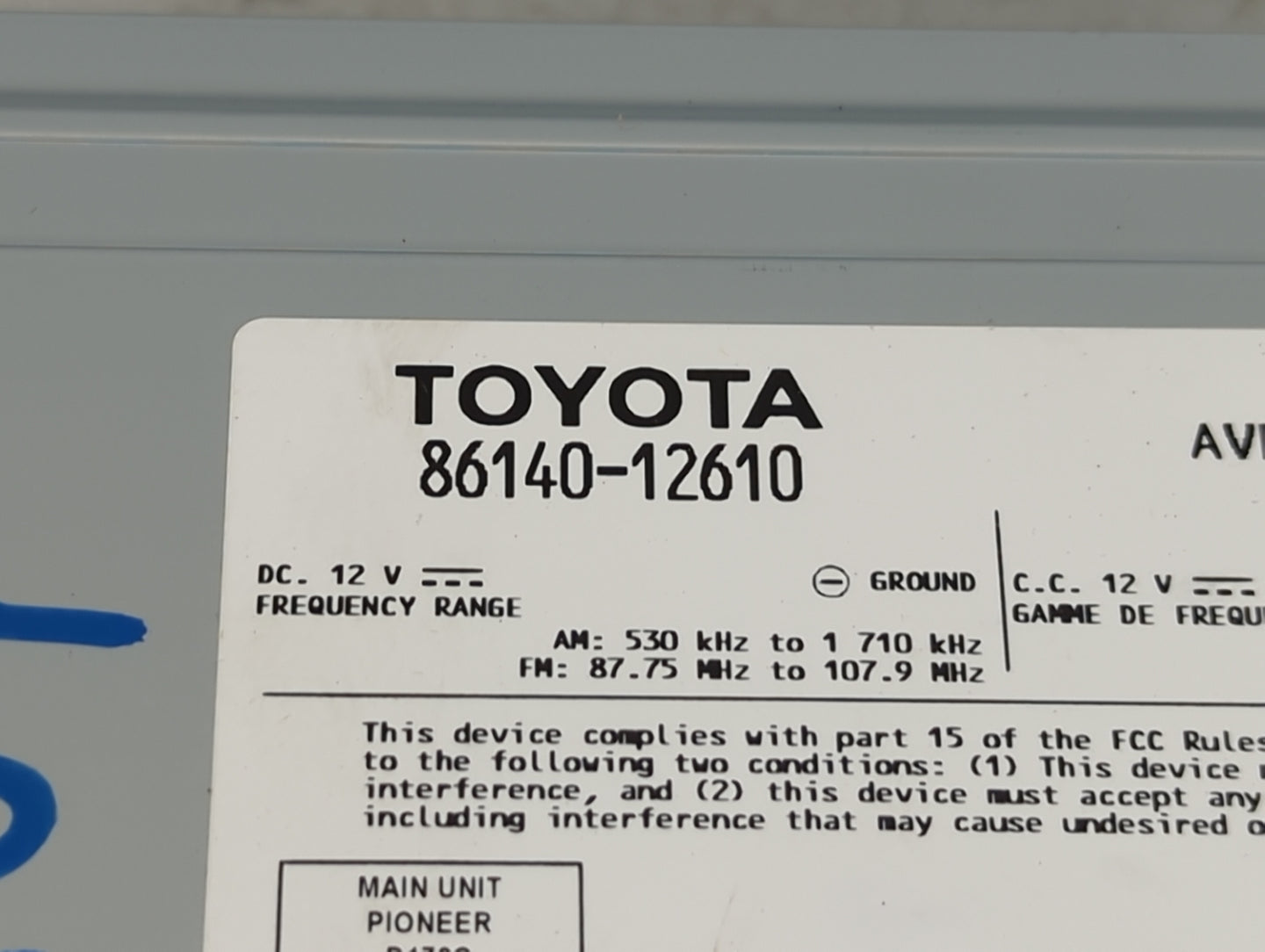 2017-2019 Toyota Corolla Radio AM FM Cd Player Receiver Replacement P/N:86140-12610 Fits Fits 2017 2018 2019 OEM Used Auto P
