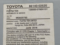 2017-2019 Toyota Corolla Radio AM FM Cd Player Receiver Replacement P/N:86140-02520 139000-0780H101 Fits Fits 2017 2018 2019
