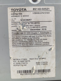 2017-2019 Toyota Corolla Radio AM FM Cd Player Receiver Replacement P/N:86140-02521 139000-07810101 Fits Fits 2017 2018 2019