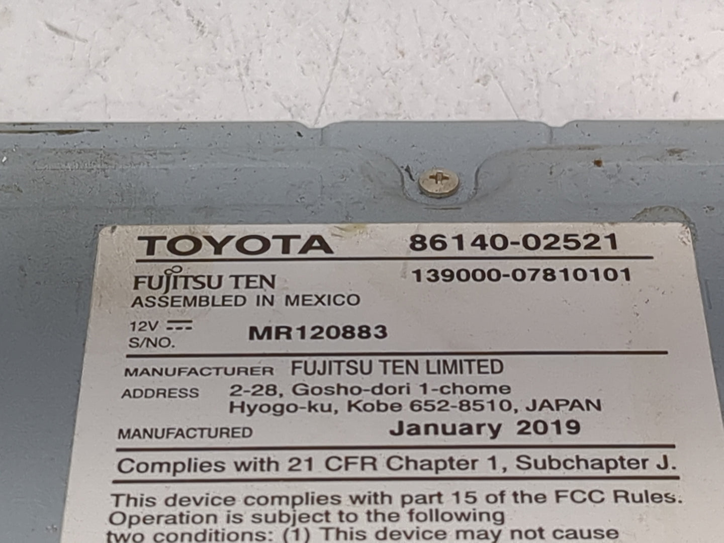 2017-2019 Toyota Corolla Radio AM FM Cd Player Receiver Replacement P/N:86140-02521 139000-07810101 Fits Fits 2017 2018 2019