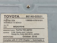 2017-2019 Toyota Corolla Radio AM FM Cd Player Receiver Replacement P/N:86140-02521 139000-07810101 Fits Fits 2017 2018 2019