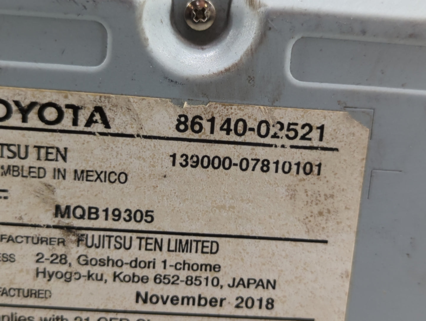 2017-2018 Toyota Corolla Am Fm Cd Player Radio Receiver - Oemusedautoparts1.com