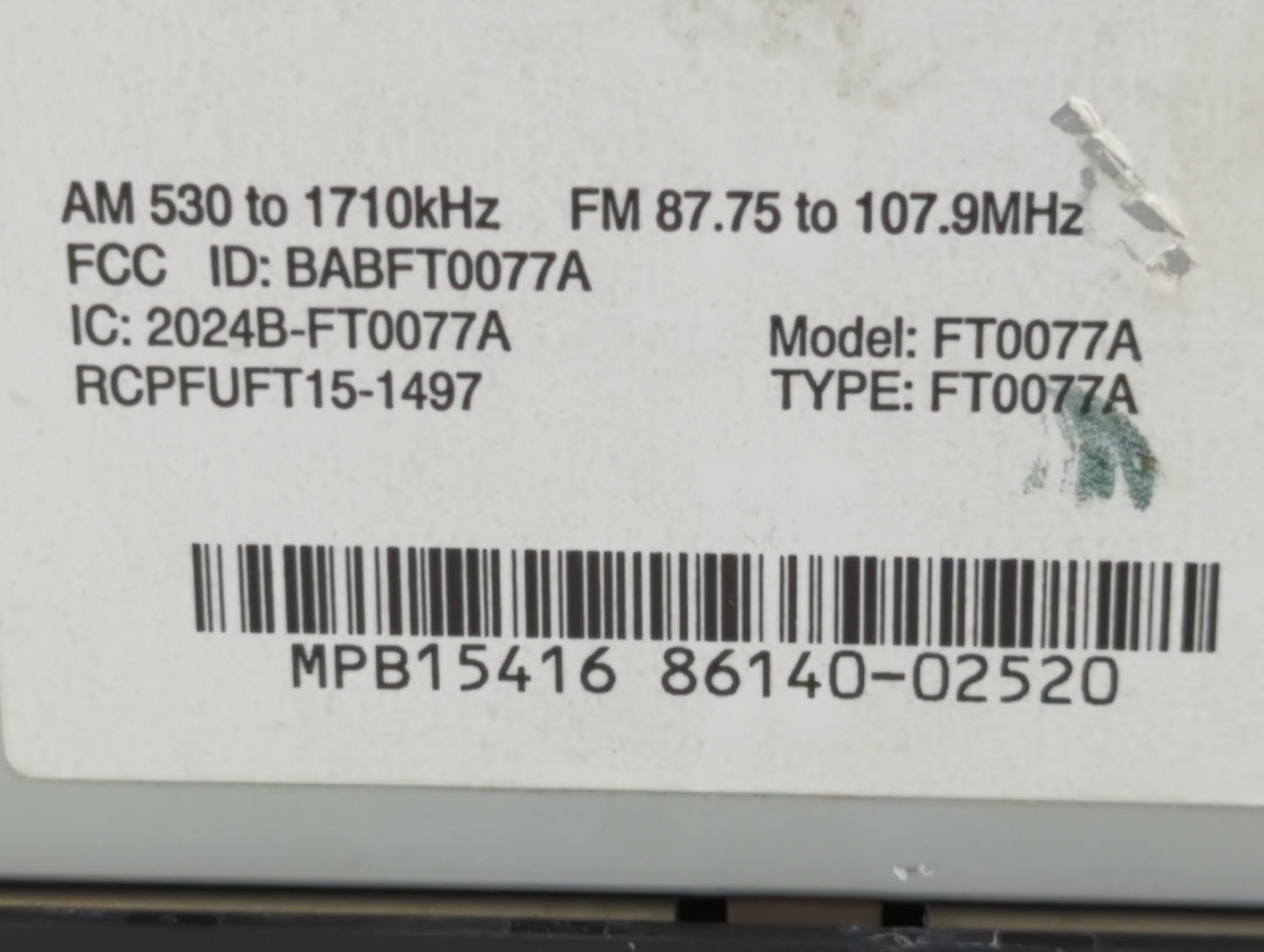 2017-2019 Toyota Corolla Am Fm Cd Player Radio Receiver - Oemusedautoparts1.com