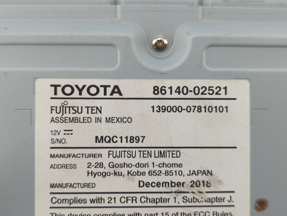 2017-2019 Toyota Corolla Am Fm Cd Player Radio Receiver 516997 - Oemusedautoparts1.com