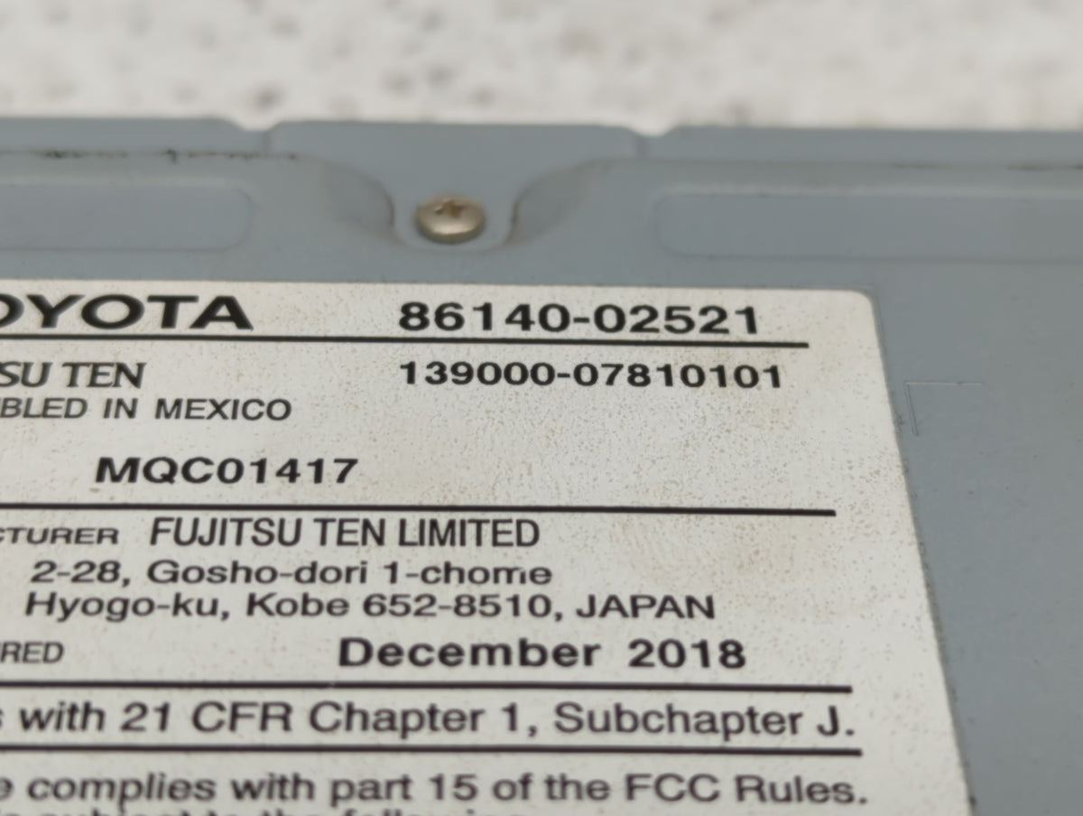 2017-2019 Toyota Corolla Am Fm Cd Player Radio Receiver 522431 - Oemusedautoparts1.com