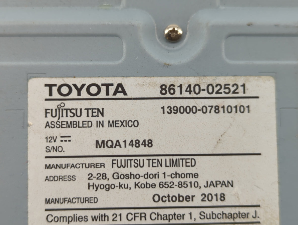 2017-2019 Toyota Corolla Am Fm Cd Player Radio Receiver 525882 - Oemusedautoparts1.com