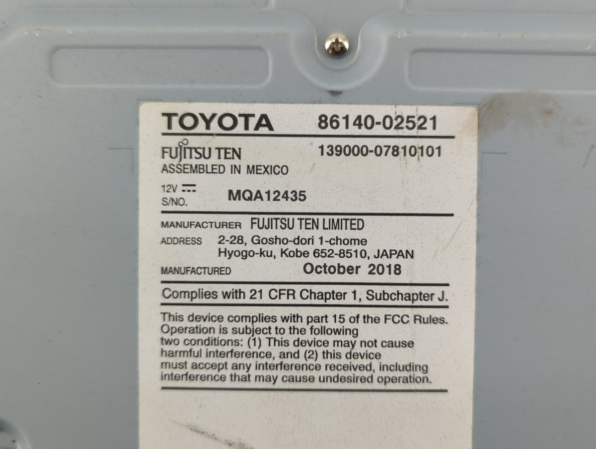 2017-2019 Toyota Corolla Am Fm Cd Player Radio Receiver 583750 - Oemusedautoparts1.com