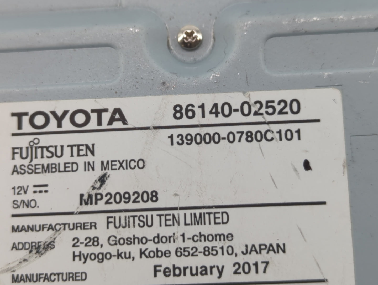 2017-2019 Toyota Corolla Radio AM FM Cd Player Receiver Replacement P/N:86140-02521 Fits Fits 2017 2018 2019 OEM Used Auto P