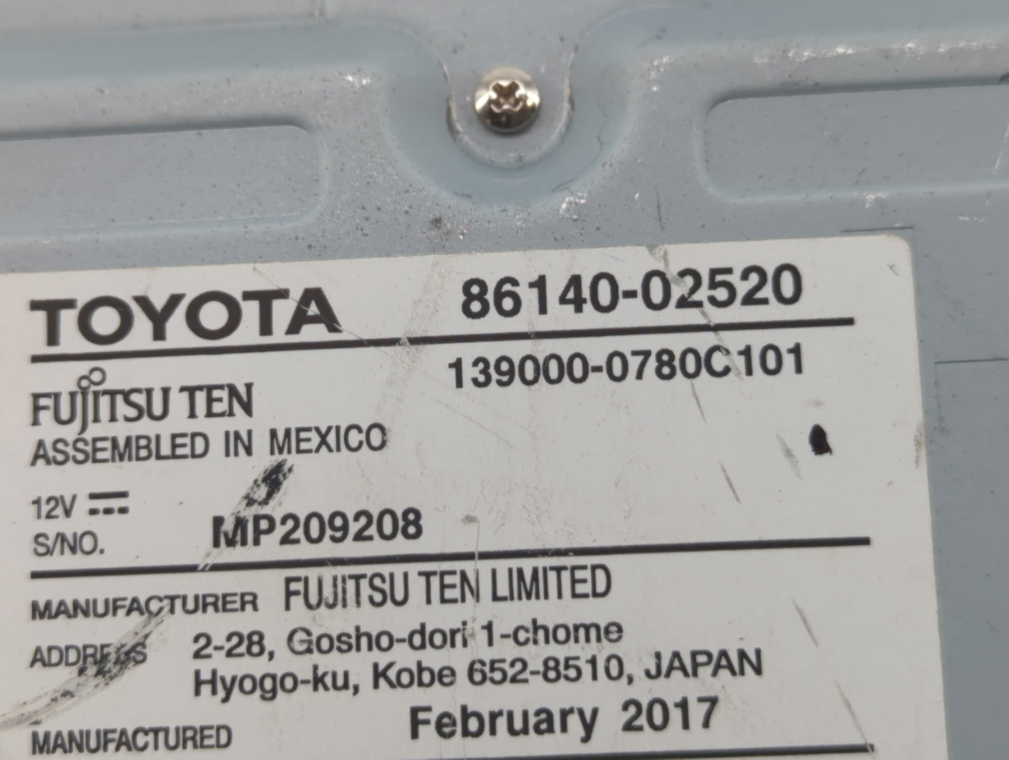 2017-2019 Toyota Corolla Radio AM FM Cd Player Receiver Replacement P/N:86140-02521 Fits Fits 2017 2018 2019 OEM Used Auto P