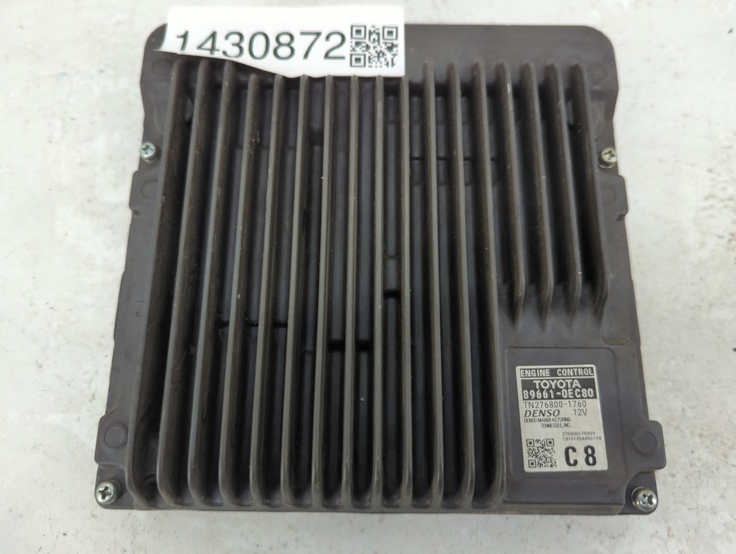 2019 Toyota Highlander PCM Engine Control Computer ECU ECM PCU OEM P/N:89661-0EC80 TN276800-1760 Fits OEM Used Auto Parts - 