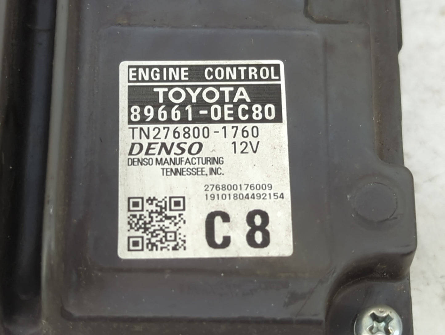 2019 Toyota Highlander PCM Engine Control Computer ECU ECM PCU OEM P/N:89661-0EC80 TN276800-1760 Fits OEM Used Auto Parts - 