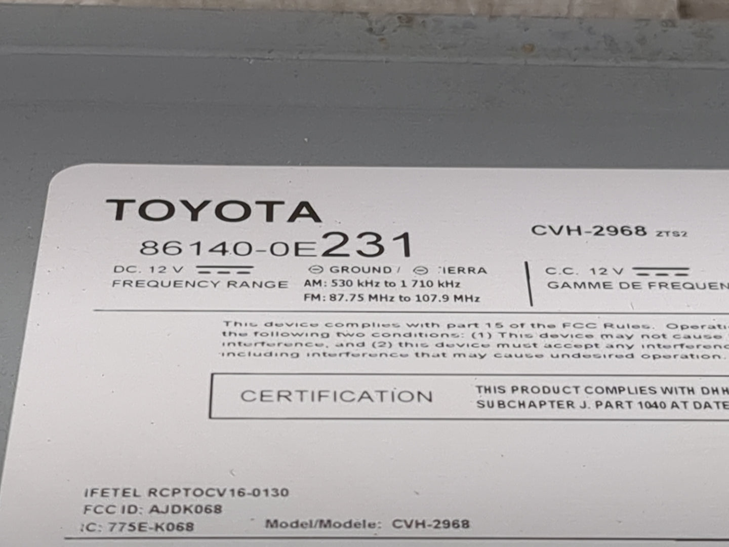 2018-2019 Toyota Highlander Radio AM FM Cd Player Receiver Replacement P/N:86140-0E231 CVH-2968, AJDK068 Fits Fits 2018 2019