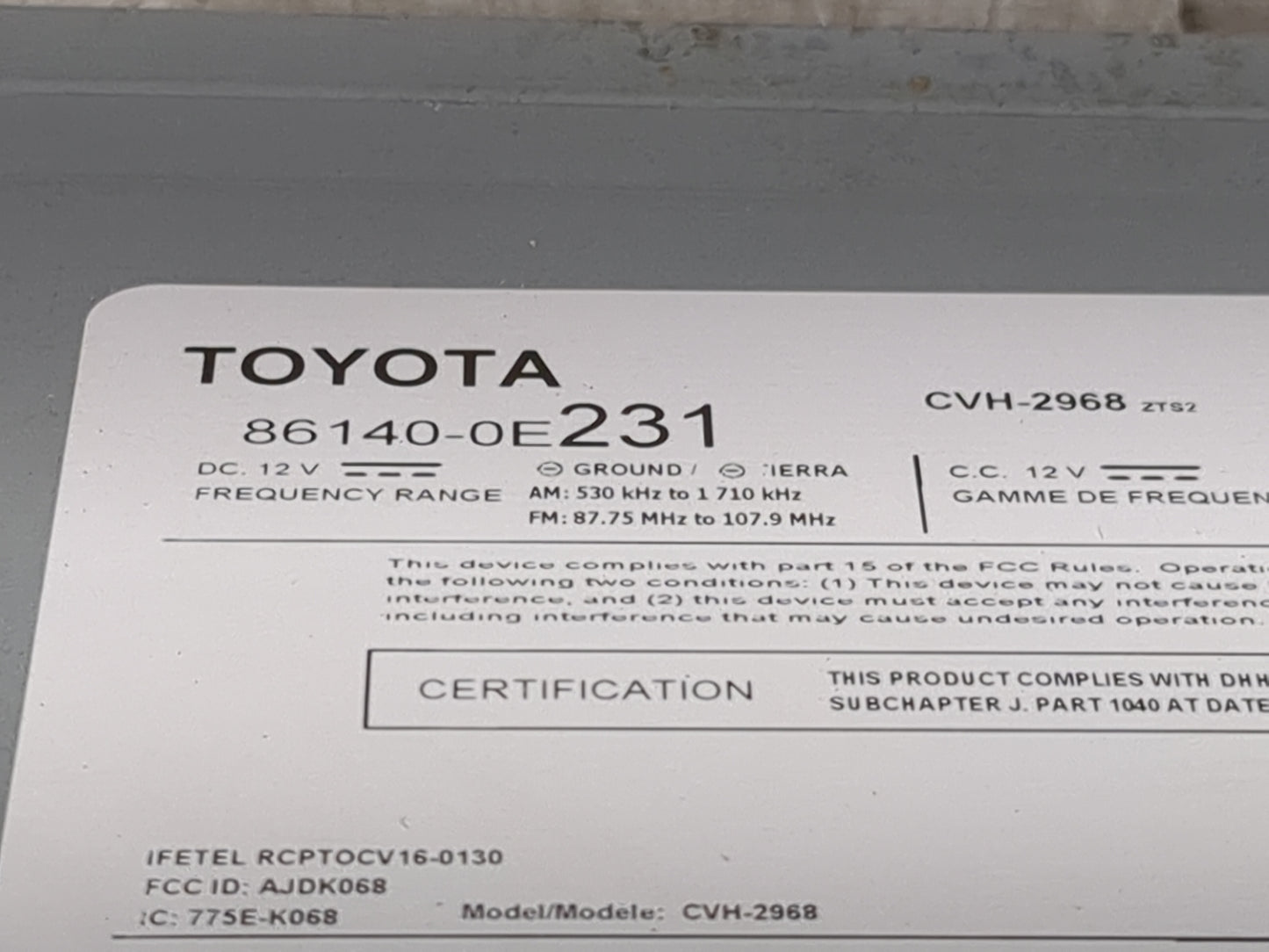 2018-2019 Toyota Highlander Radio AM FM Cd Player Receiver Replacement P/N:86140-0E231 CVH-2968, AJDK068 Fits Fits 2018 2019