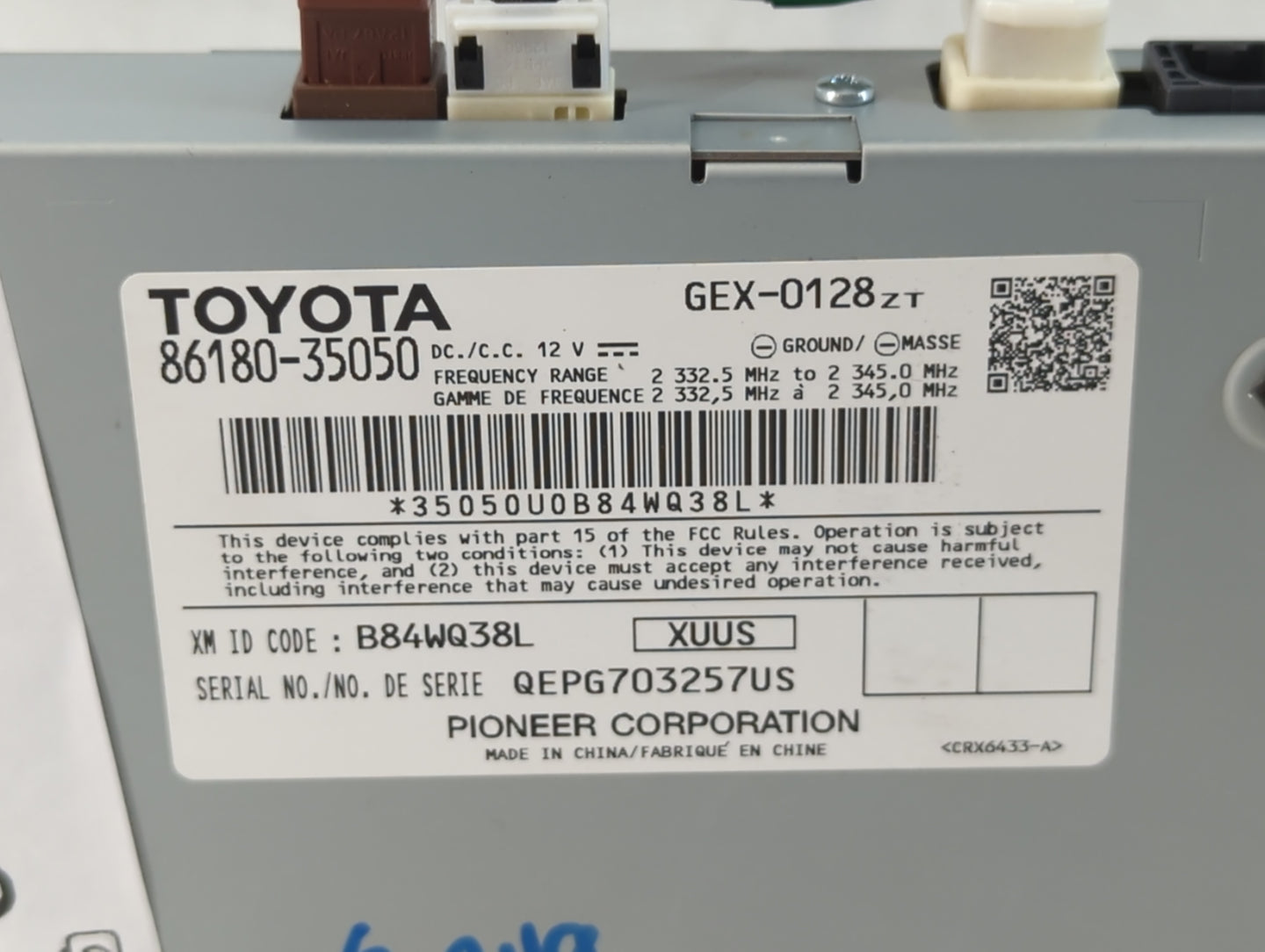 2016-2020 Toyota Mirai Radio AM FM Cd Player Receiver Replacement P/N:86180-35050 Fits Fits 2016 2017 2018 2019 2020 OEM Use