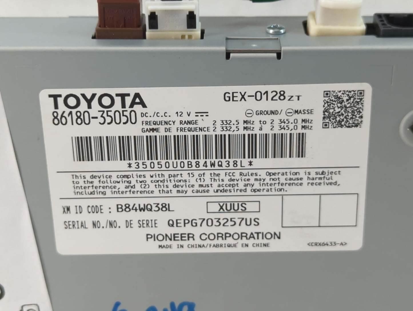 2016-2020 Toyota Mirai Radio AM FM Cd Player Receiver Replacement P/N:86180-35050 Fits Fits 2016 2017 2018 2019 2020 OEM Use