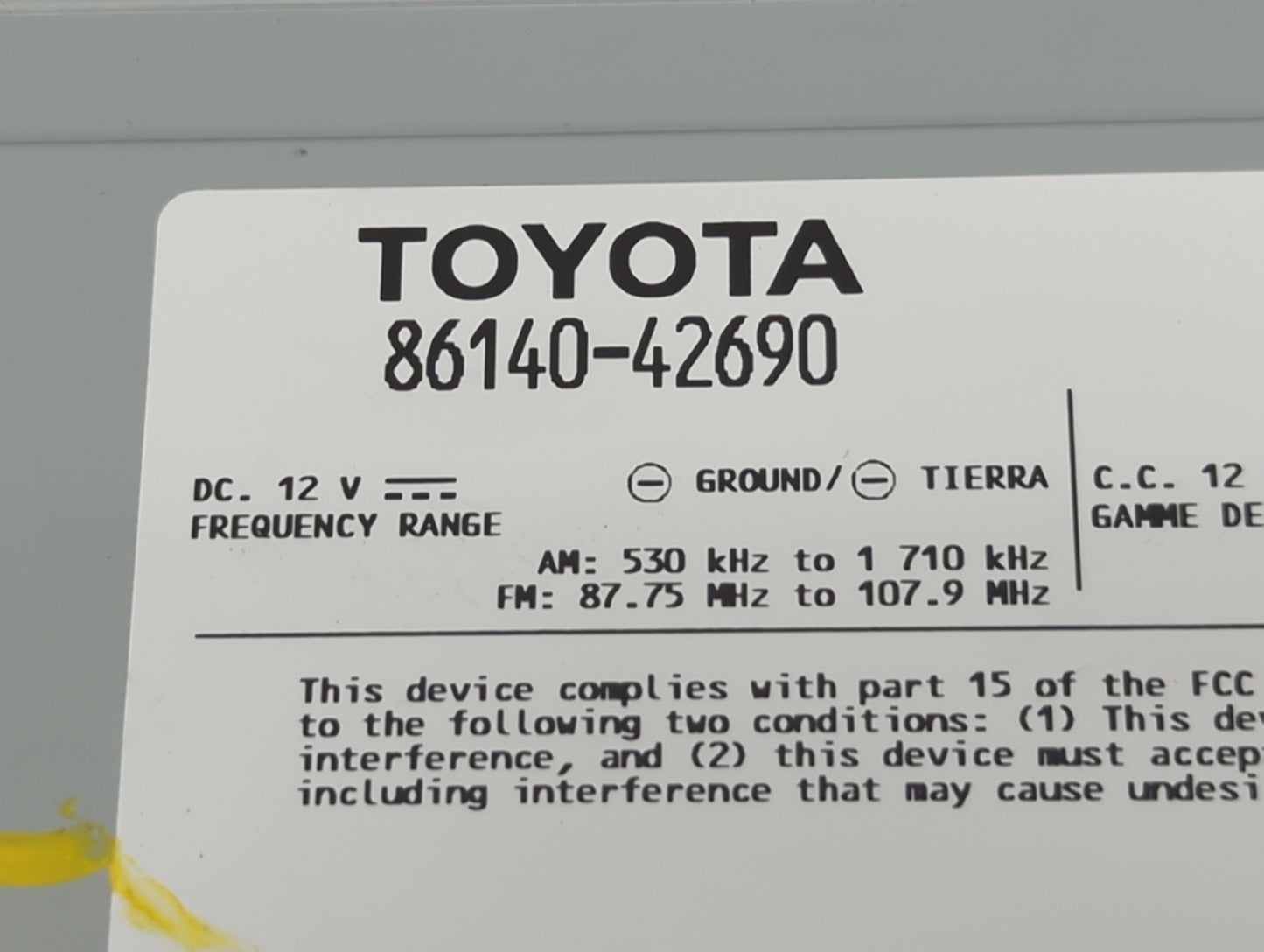 2019-2021 Toyota Rav4 Radio AM FM Cd Player Receiver Replacement P/N:86140-42690 Fits Fits 2019 2020 2021 OEM Used Auto Part