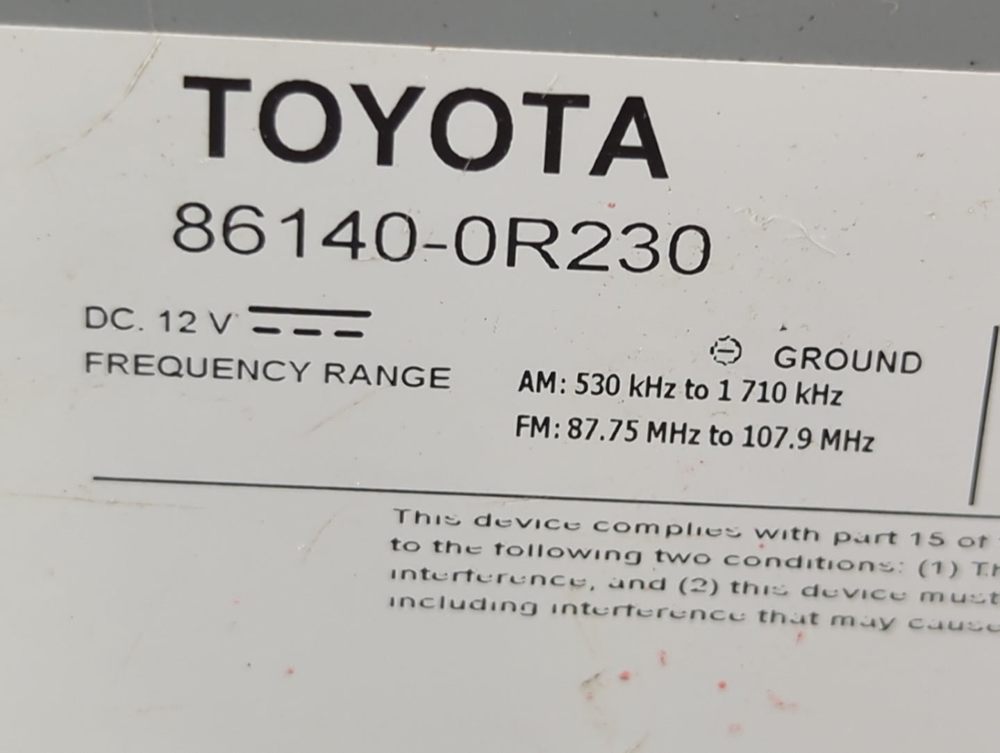 2019-2021 Toyota Rav4 Radio AM FM Cd Player Receiver Replacement P/N:86140-0R230 Fits Fits 2019 2020 2021 OEM Used Auto Part
