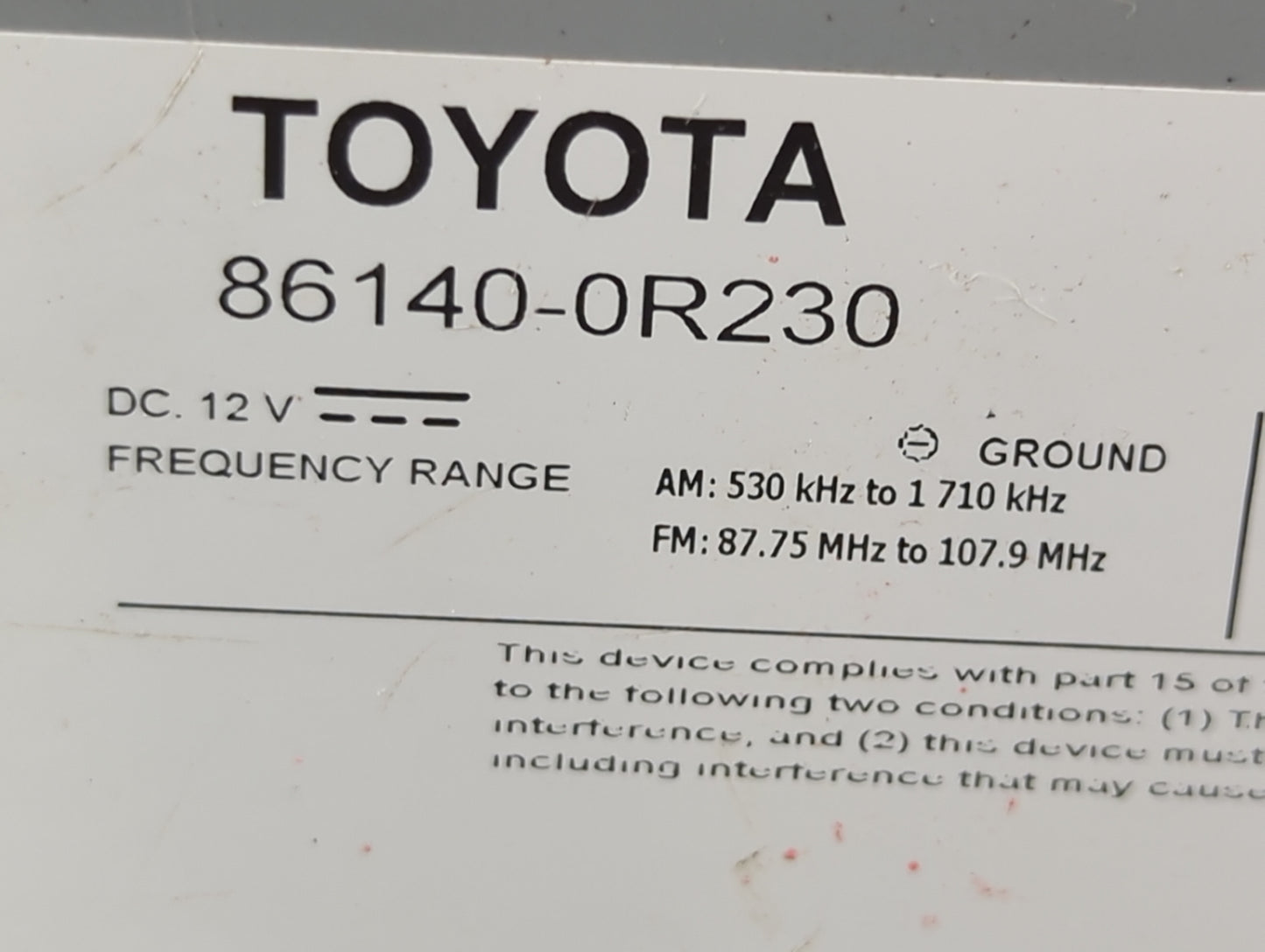 2019-2021 Toyota Rav4 Radio AM FM Cd Player Receiver Replacement P/N:86140-0R230 Fits Fits 2019 2020 2021 OEM Used Auto Part