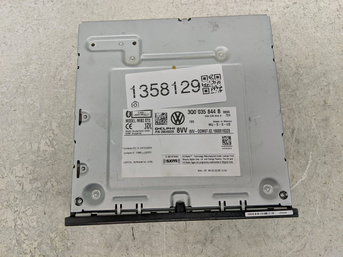 2019 Volkswagen Atlas Radio AM FM Cd Player Receiver Replacement P/N:3Q0 035 844 B Fits Fits 2018 2020 OEM Used Auto Parts -