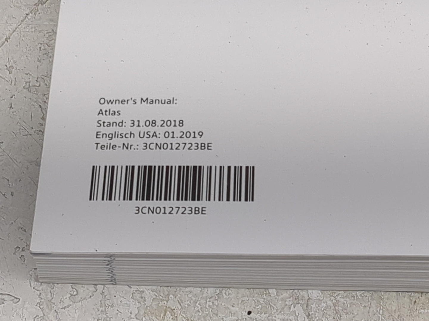 2019 Volkswagen Atlas Owners Manual Book Guide OEM Used Auto Parts - Oemusedautoparts1.com
