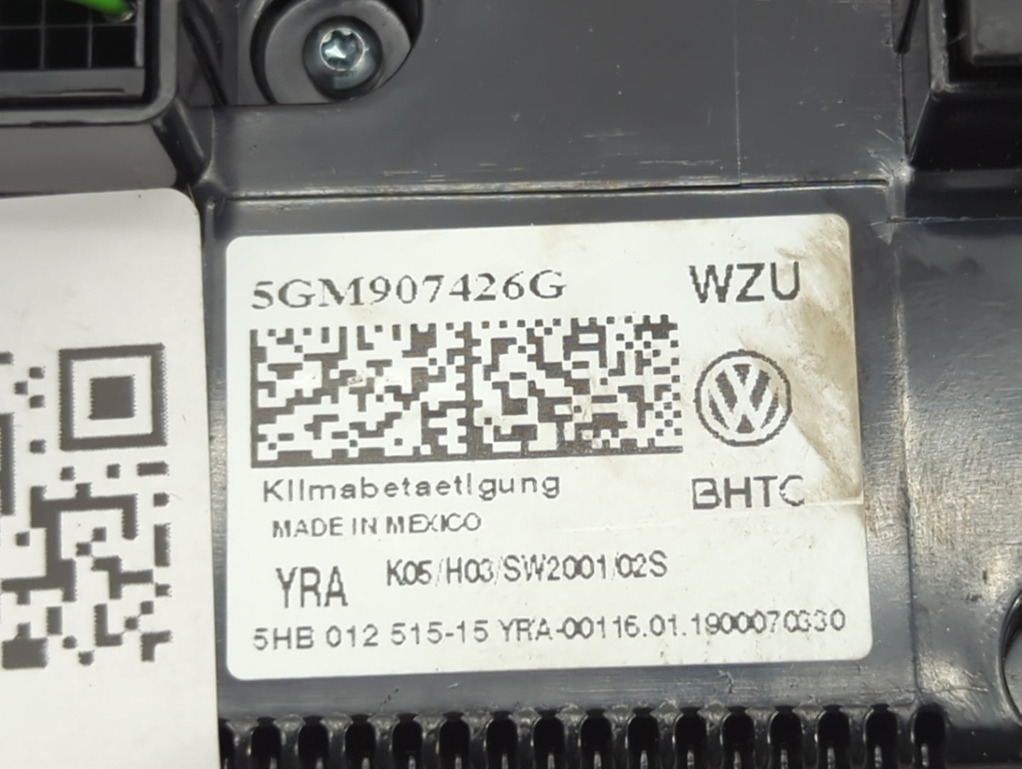 2018-2019 Volkswagen Golf Climate Control Module Temperature AC/Heater Replacement P/N:5GM907426G Fits Fits 2018 2019 OEM Us