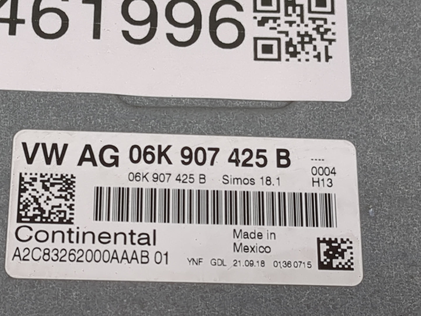 2019 Volkswagen Golf PCM Engine Control Computer ECU ECM PCU OEM P/N:06K 907 425 B Fits OEM Used Auto Parts - Oemusedautopar