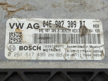 2019-2020 Volkswagen Jetta PCM Engine Control Computer ECU ECM PCU OEM P/N:04E907309BT 0261S17499 Fits Fits 2019 2020 OEM Used Auto Parts