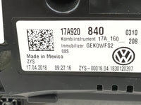 2019-2020 Volkswagen Jetta Instrument Cluster Speedometer Gauges P/N:17A920840 17A_160 Miles: Fits Fits 2019 2020 OEM Used A