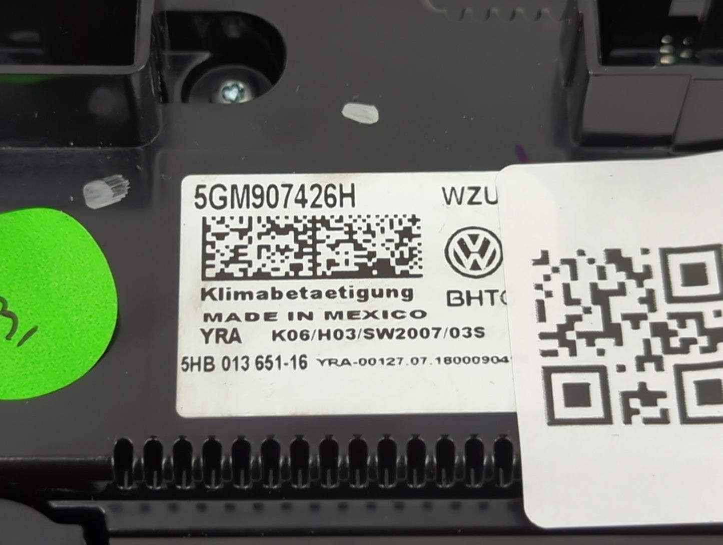 2019-2021 Volkswagen Jetta Climate Control Module Temperature AC/Heater Replacement P/N:5GM907426H 5HB01365116 Fits OEM Used