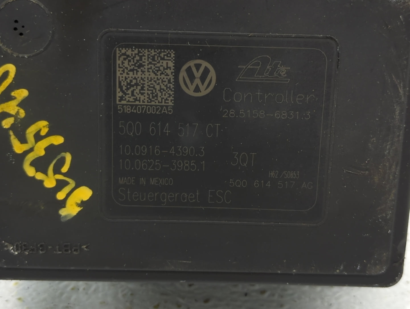 2019 Volkswagen Jetta ABS Pump Control Module Replacement P/N:5Q0 614 517 EB 5Q0 614 517 DG, 5Q0 614 517 DN, 5Q0 614 517 CT 