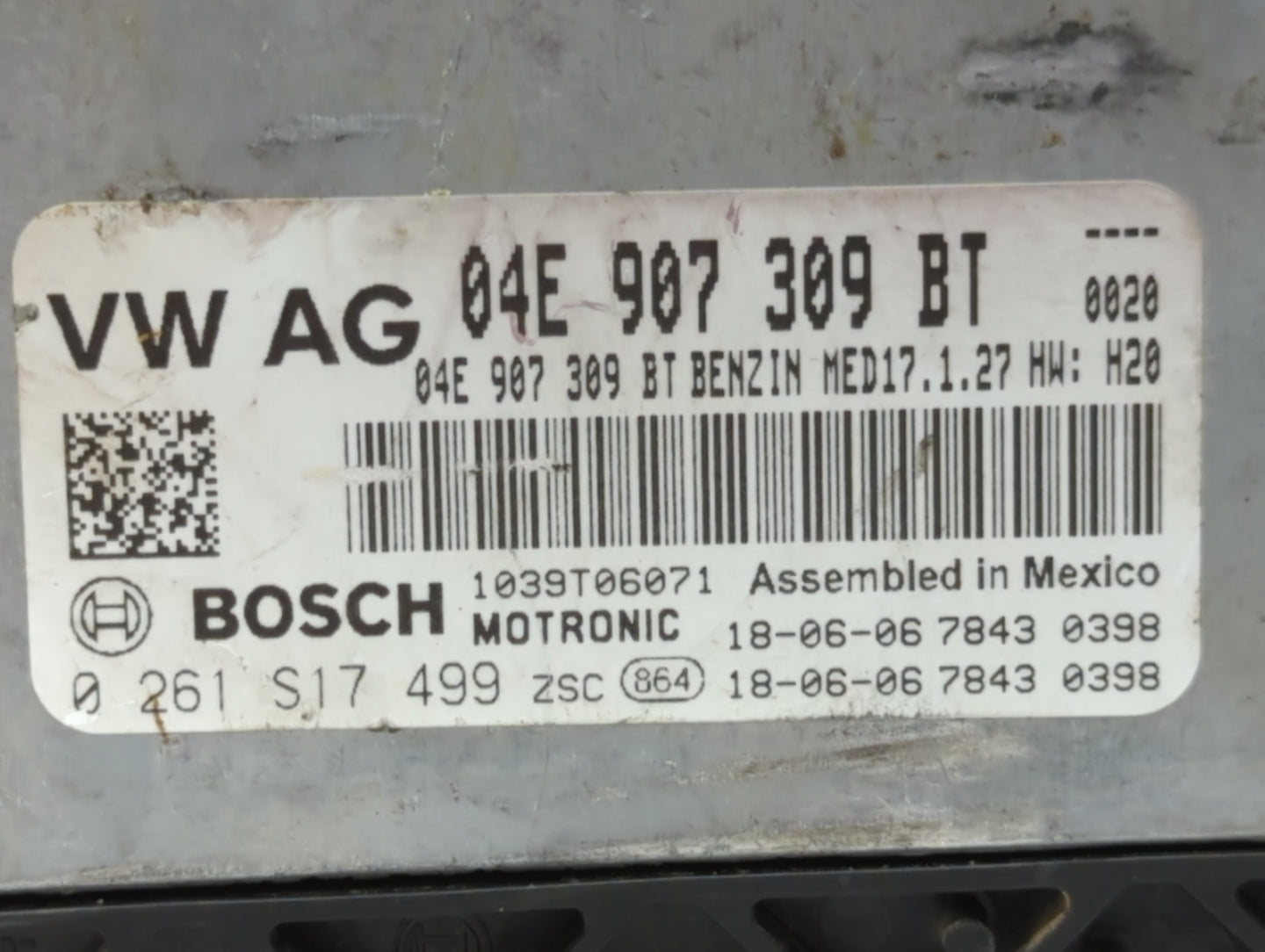 2019 Volkswagen Jetta PCM Engine Control Computer ECU ECM PCU OEM P/N:04E 907 309 Fits OEM Used Auto Parts - Oemusedautopart