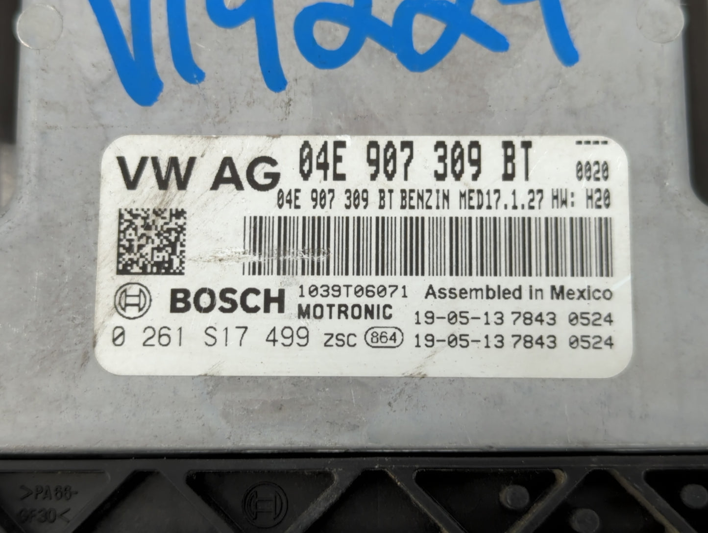 2019-2020 Volkswagen Jetta PCM Engine Control Computer ECU ECM PCU OEM P/N:0 261 S17 499 04E 907 309 BT Fits Fits 2019 2020 