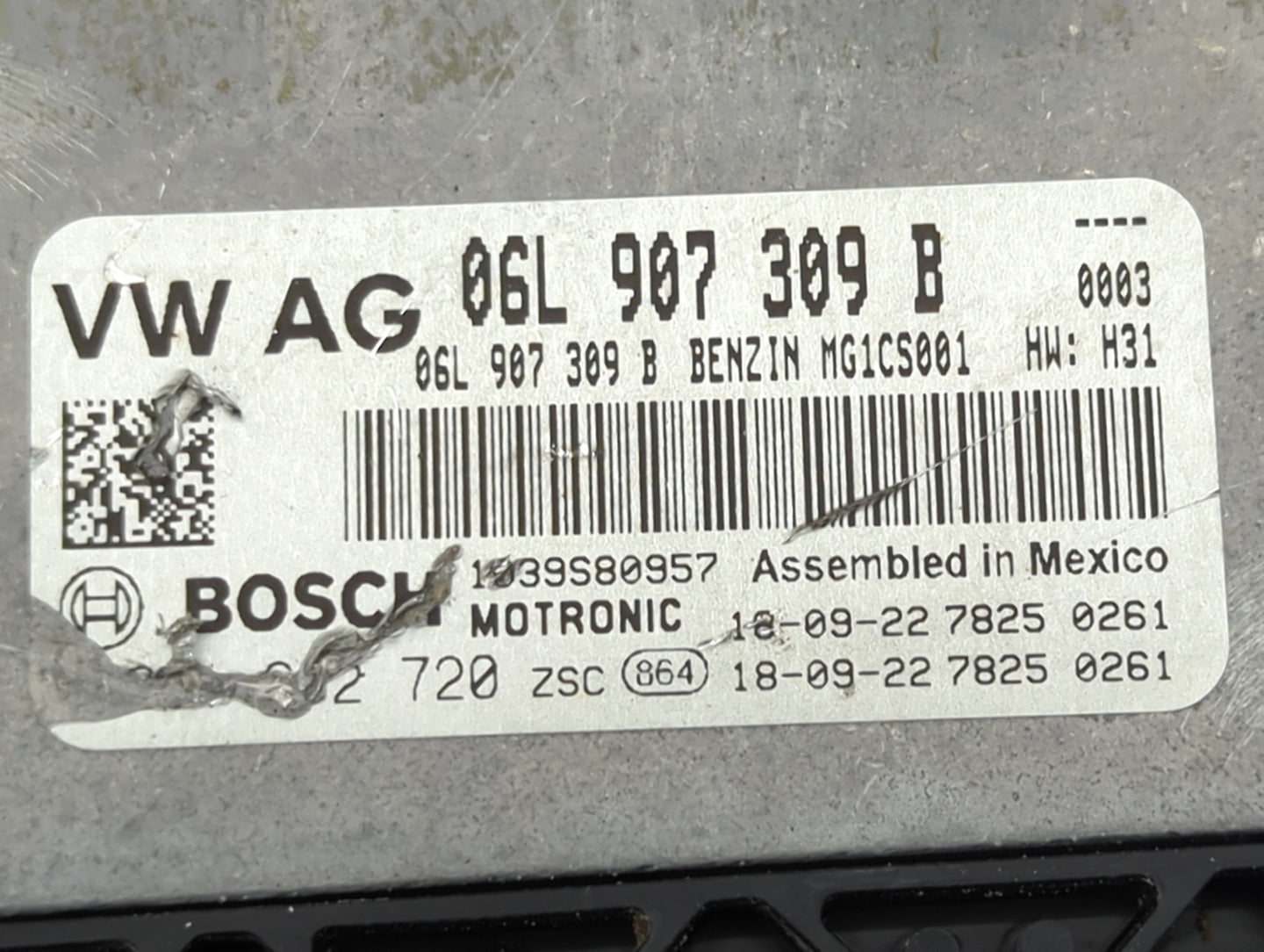 2018-2020 Volkswagen Tiguan PCM Engine Control Computer ECU ECM PCU OEM P/N:06L907309B Fits Fits 2018 2019 2020 OEM Used Aut