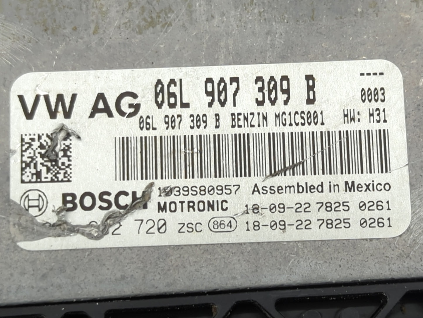 2018-2020 Volkswagen Tiguan PCM Engine Control Computer ECU ECM PCU OEM P/N:06L907309B Fits Fits 2018 2019 2020 OEM Used Aut