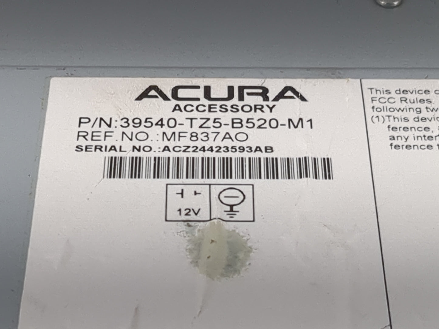 2018-2020 Acura Mdx Radio AM FM Cd Player Receiver Replacement P/N:39540-TZ5-B520-M1 MF837AO Fits Fits 2018 2019 2020 OEM Us